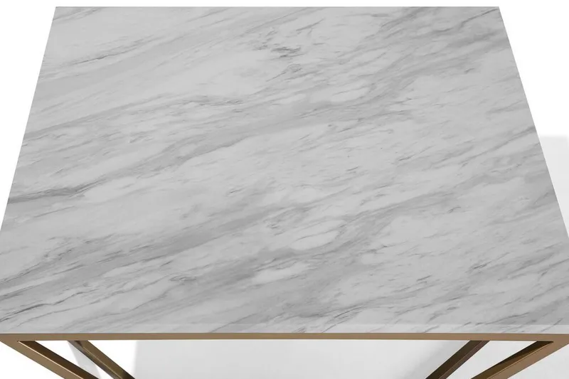 Malibu Kvadratisk Sofabord 80 cm i Marmor med Metalstativ - Hvid - Møbler - Borde - Sofabord