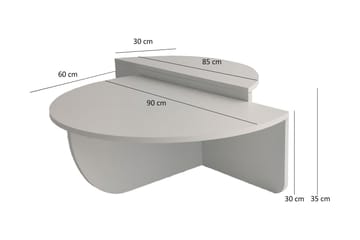 Malling Sofabord 90x30x90 cm Oval - Hvid - Møbler - Borde - Sofabord