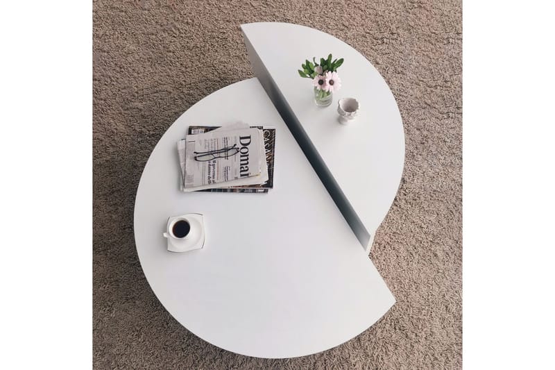 Malling Sofabord 90x30x90 cm Oval - Hvid - Møbler - Borde - Sofabord