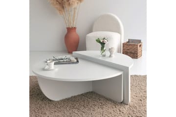 Malling Sofabord 90x30x90 cm Oval - Hvid - M øbler - Borde - Sofabord