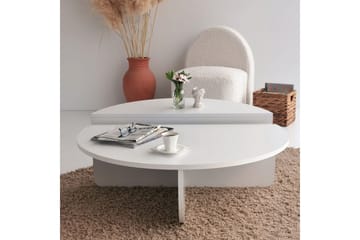 Malling Sofabord 90x30x90 cm Oval - Hvid - Møbler - Borde - Sofabord
