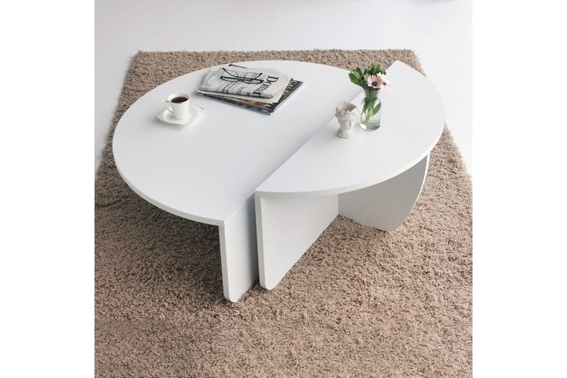 Malling Sofabord 90x30x90 cm Oval - Hvid - Møbler - Borde - Sofabord