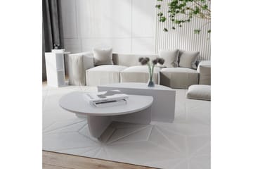 Malling Sofabord 90x30x90 cm Oval - Hvid - Møbler - Borde - Sofabord