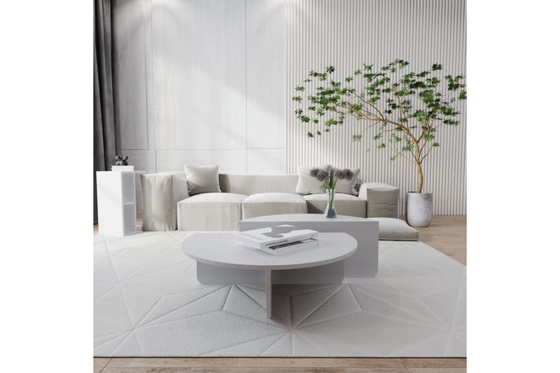 Malling Sofabord 90x30x90 cm Oval - Hvid - Møbler - Borde - Sofabord