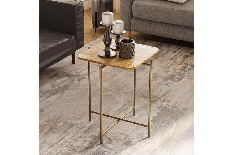 Mamta Kvadratisk Sofabord 46 cm i Lyst Træ, Beige