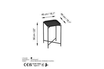 Mamta Kvadratisk Sofabord 46 cm i Metal - Sort - Møbler - Borde - Sofabord