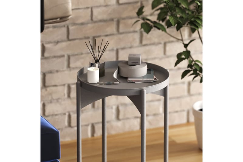 Mamta Rundt Sofabord Bakkebord 44 cm i Metal - Grå - Møbler - Borde - Sofabord