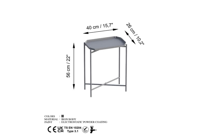 Mamta Sofabord 26 cm - Grå - Sofabord