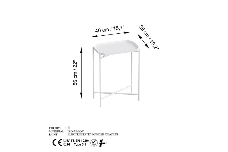 Mamta Sofabord 26 cm - Hvid - Møbler - Borde - Sofabord