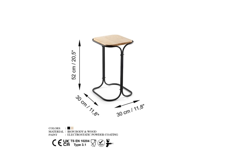 Mamta Sofabord 30 cm - Sort/Nature - Møbler - Borde - Sofabord