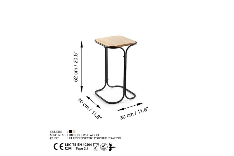 Mamta Sofabord 30 cm - Sort/Nature - Sofabord