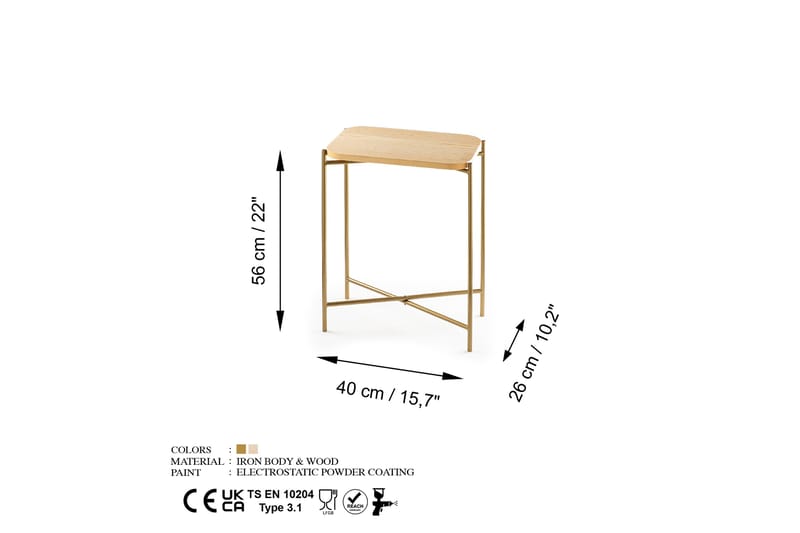 Mamta Sofabord 40 cm - Guld/Nature - Møbler - Borde - Sofabord