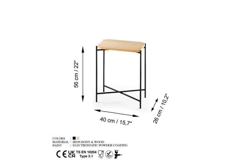 Mamta Sofabord 40 cm - Sort/Nature - Møbler - Borde - Sofabord
