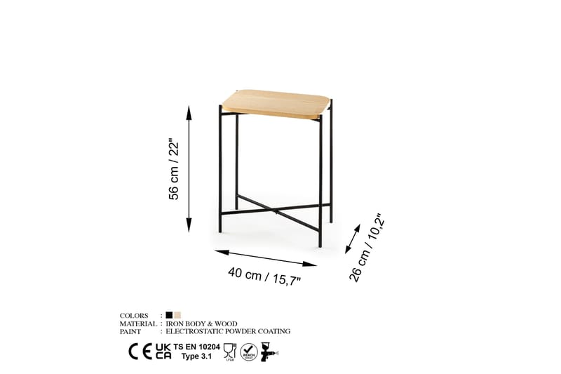 Mamta Sofabord 40 cm - Sort/Nature - Sofabord