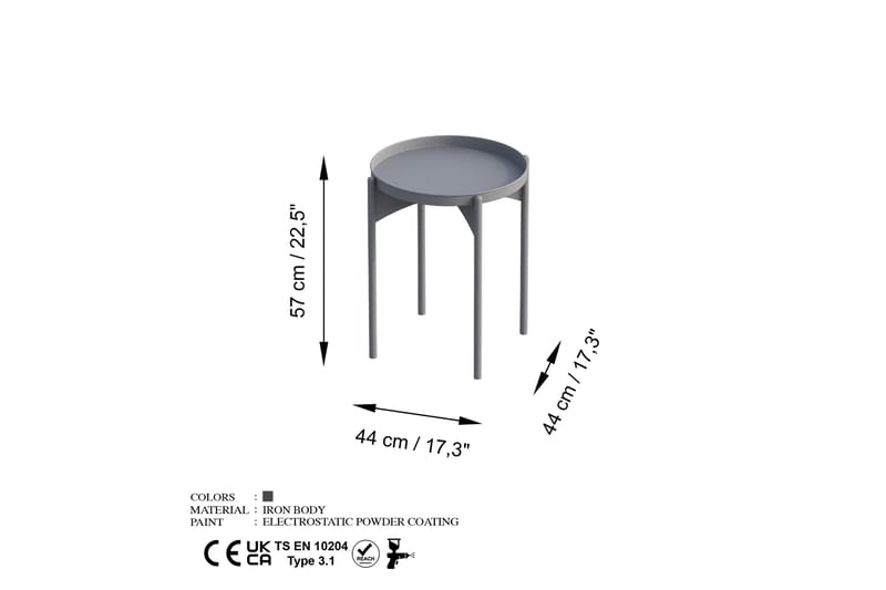 Mamta Sofabord 44 cm - Grå - Sofabord