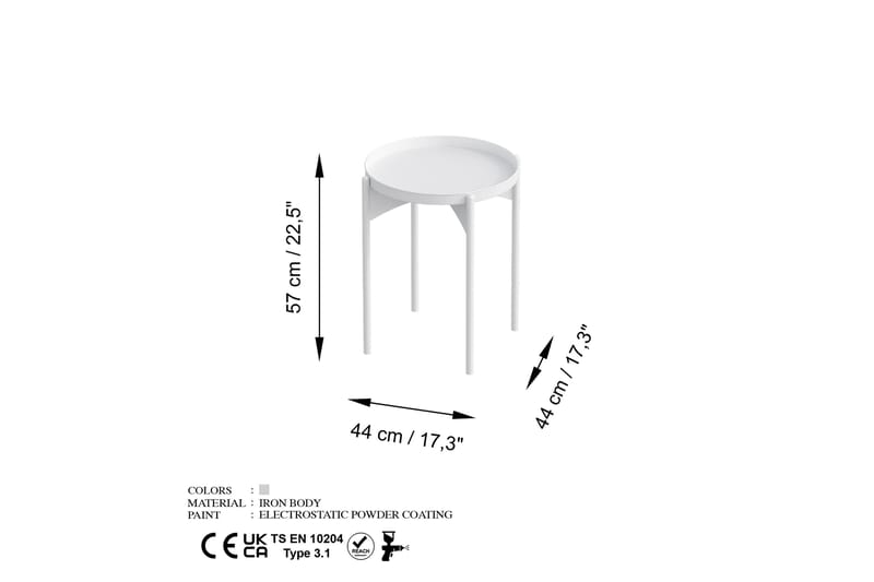 Mamta Sofabord 44 cm - Hvid - Møbler - Borde - Sofabord