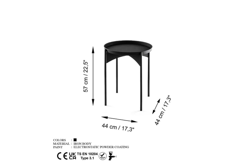 Mamta Sofabord 44 cm - Sort - Sofabord