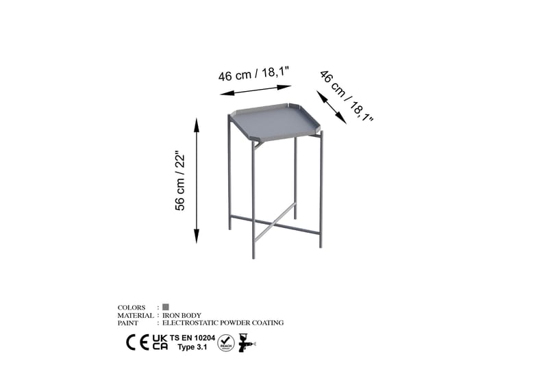 Mamta Sofabord 46 cm - Grå - Sofabord