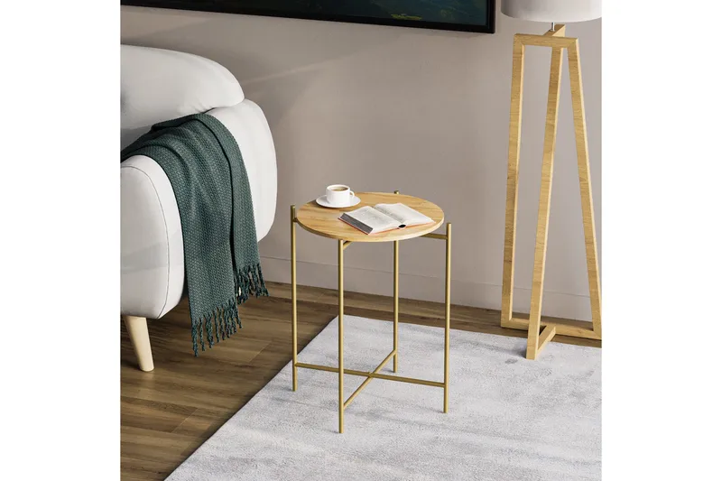 Mamta Sofabord 46 cm - Guld/Nature - Møbler - Borde - Sofabord