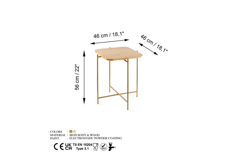 Mamta Sofabord 46 cm - Guld/Nature - Møbler - Borde - Sofabord
