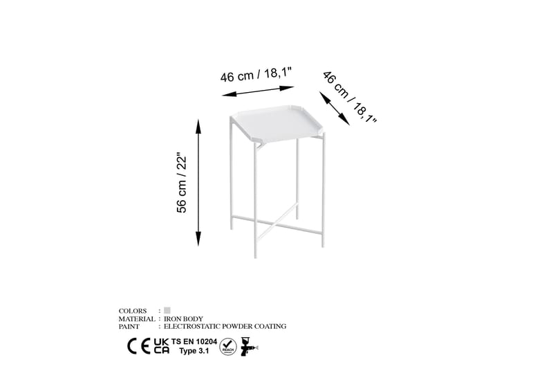 Mamta Sofabord 46 cm - Hvid - Møbler - Borde - Sofabord
