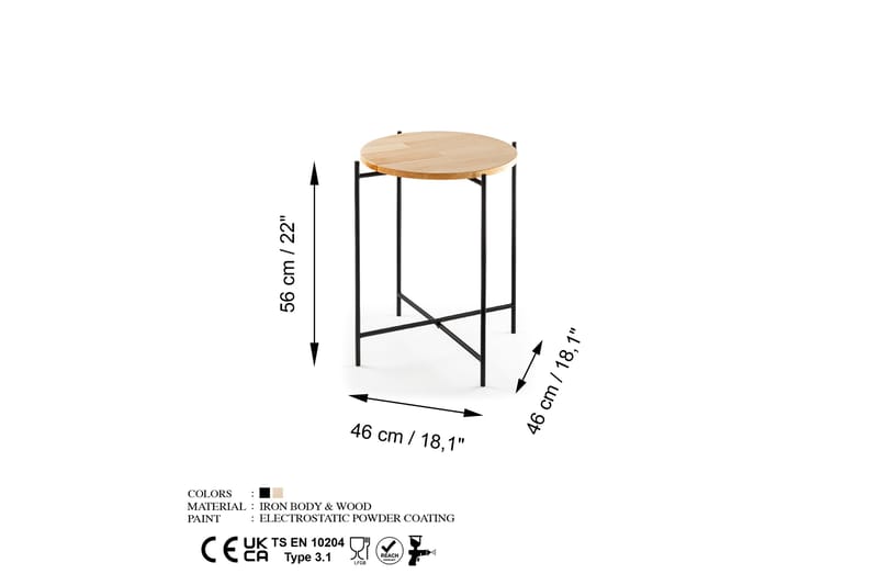 Mamta Sofabord 46 cm - Sort/Nature - Møbler - Borde - Sofabord