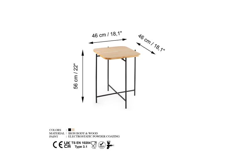 Mamta Sofabord 46 cm - Sort/Nature - Sofabord