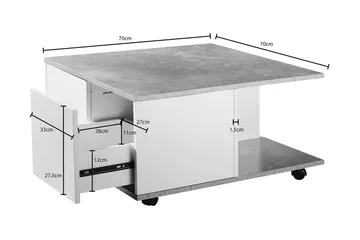 Marchall sofabord 70 cm - Hvid - Møbler - Borde - Sofabord - sofabord med hjul