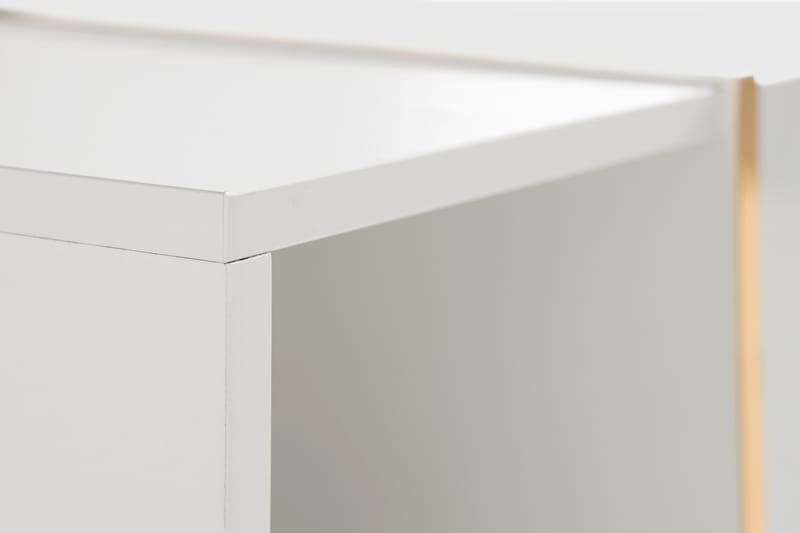 Mardon Sofabord 104 cm med Opbevaring Skuffer + Hylder - Hvid/Guld - Sofabord