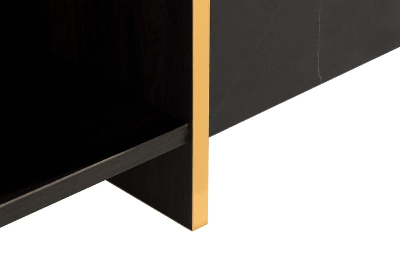 Mardon Sofabord 104 cm med Opbevaring Skuffer + Hylder - Sort/Guld - Sofabord