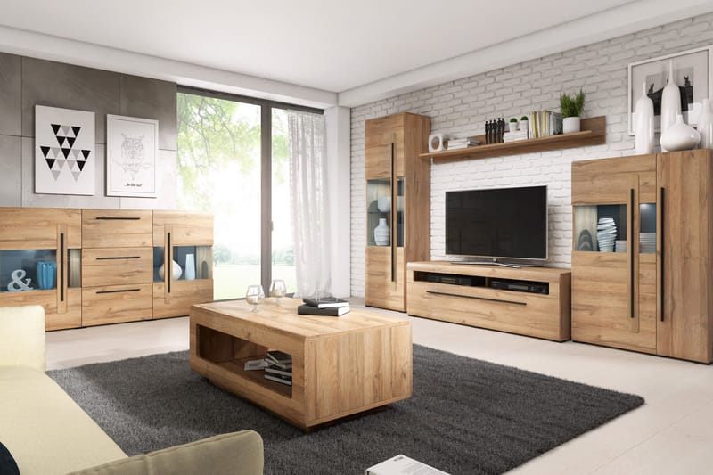 Maricruz Sofabord 110 cm med Opbevaring Hylde - Træ/Natur - Møbler - Borde - Sofabord