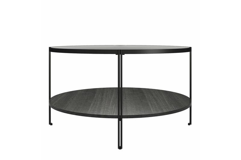 Marinko Rundt Sofabord med Hylder i Glas og Metal - Klar - Møbler - Borde - Sofabord