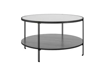 Marinko Rundt Sofabord med Hylder i Glas og Metal - Klar - Møbler - Borde - Sofabord