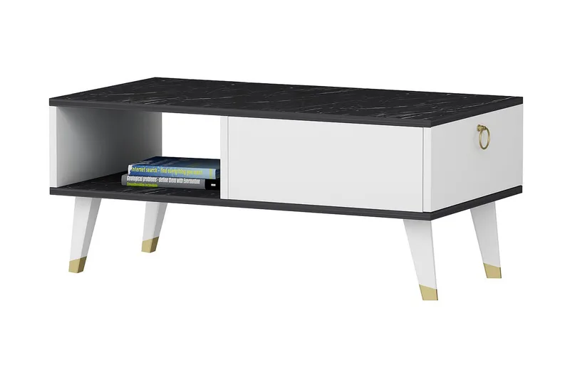 Marteby Sofabord 90x42,4x90 cm, Sort/Hvid