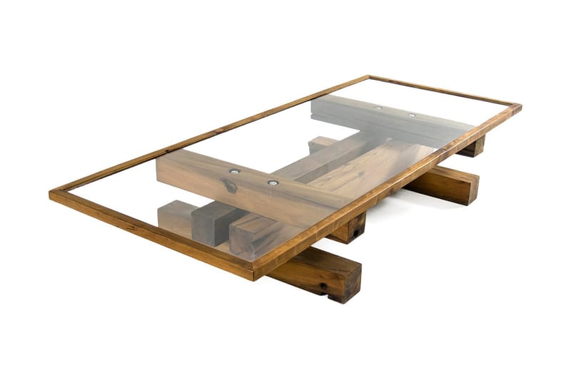 Massive Design Sofabord 120 cm - Glas/Træ/Brun - Sofabord