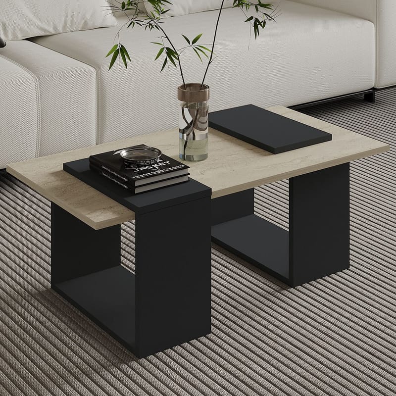 Matris Sofabord 90x37x46,6 cm - Travertine/Anthracite - Møbler - Borde - Sofabord
