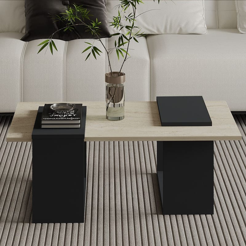 Matris Sofabord 90x37x46,6 cm - Travertine/Anthracite - Møbler - Borde - Sofabord