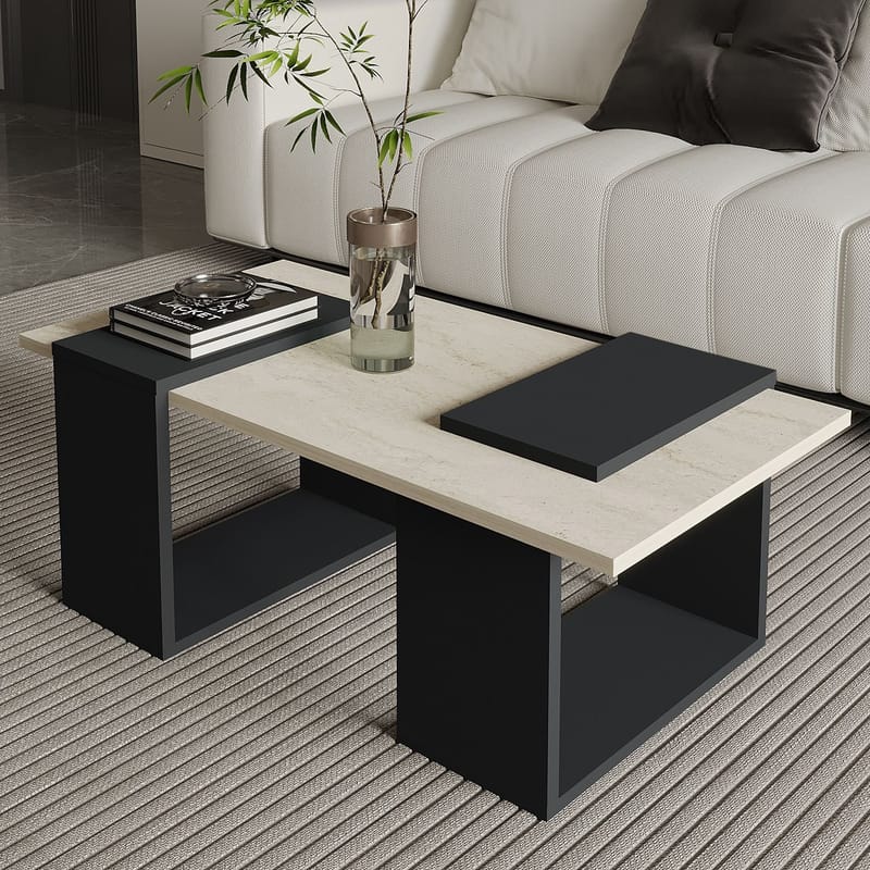 Matris Sofabord 90x37x46,6 cm - Travertine/Anthracite - Møbler - Borde - Sofabord