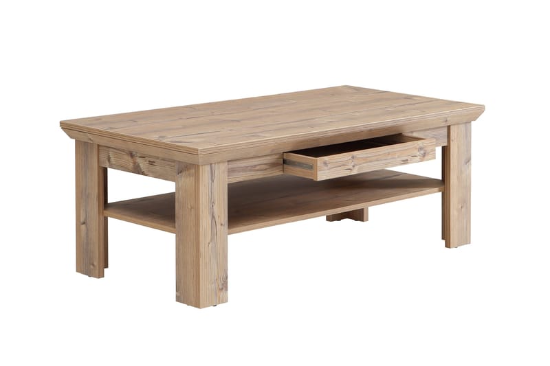 Mccoys Sofabord 120 cm med Opbevaring Hylde + Skuffe - Brun - Møbler - Borde - Sofabord