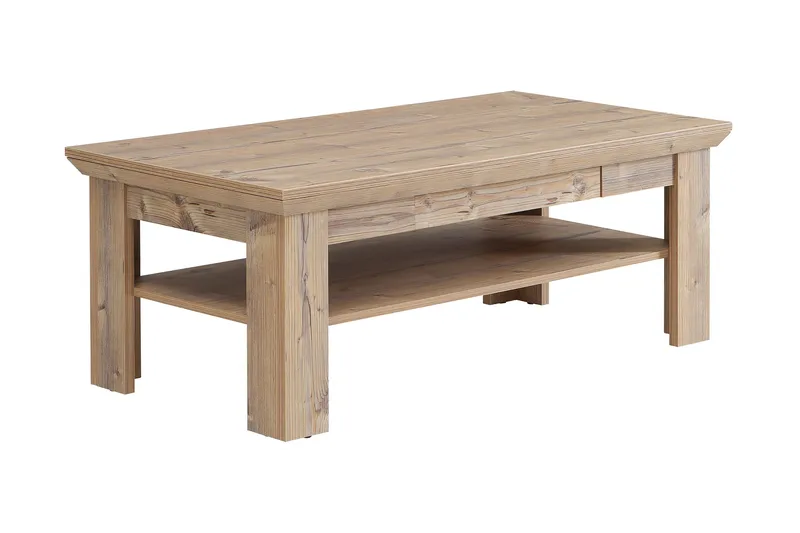 Mccoys Sofabord 120 cm med Opbevaring Hylde + Skuffe, Brun