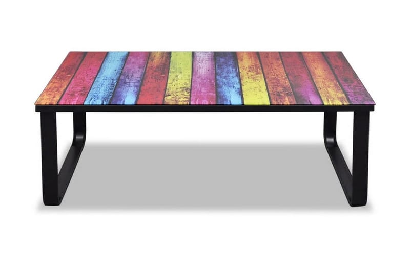 Sofabord Med Regnbueprint Glasbordplade - Flerfarvet - Sofabord