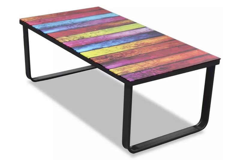Sofabord Med Regnbueprint Glasbordplade - Flerfarvet - Sofabord