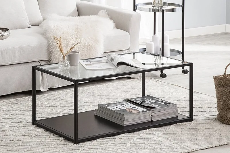 Medora Sofabord 100 cm med Opbevaring Hylde - Sort - Møbler - Borde - Sofabord