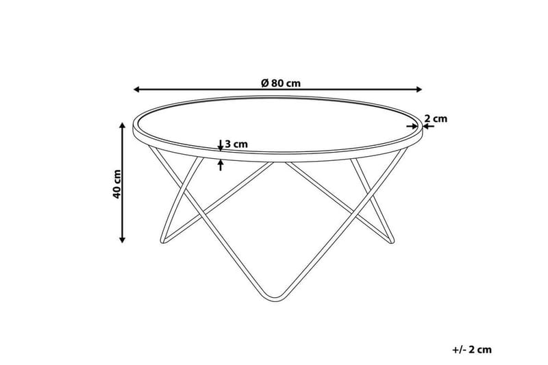 Meerah Sofabord 80 cm Rundt - Glas/Hvid/Sølv - Sofabord