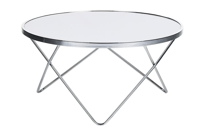 Meerah Sofabord 80 cm Rundt - Glas/Hvid/Sølv - Møbler - Borde - Sofabord