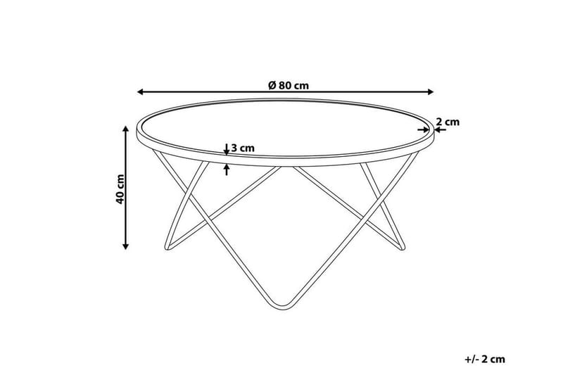 Meerah Sofabord 80 cm Rundt - Glas/Sort/Guld - Møbler - Borde - Sofabord