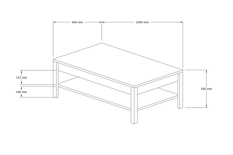 Meranges Sofabord 100 cm med Opbevaring Hylde - Natur/Blå/Hvid - Sofabord