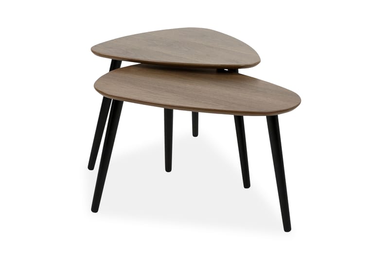 Milo Indskudsbord 68 cm Ovalt 2 Bord - Valnød/Sort - Møbler - Borde - Sofabord