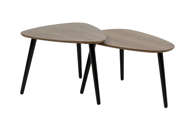 Milo Indskudsbord 68 cm Ovalt 2 Bord - Valnød/Sort - Møbler - Borde - Sofabord