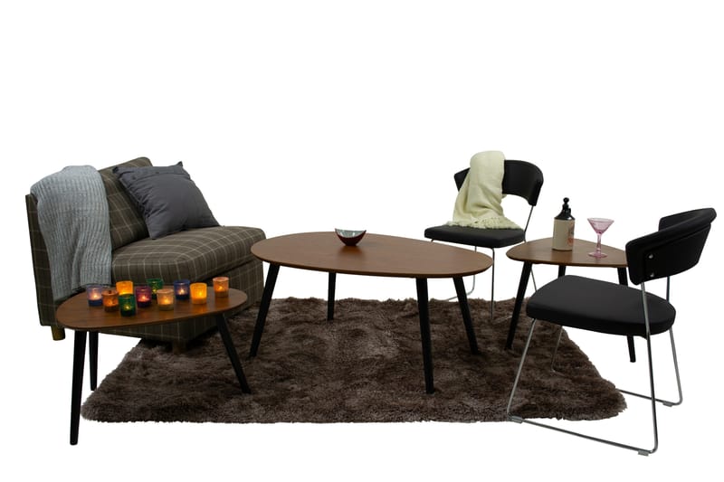 Milo Sofabord 110 cm Ovalt - Valnød/Sort - Møbler - Borde - Sofabord